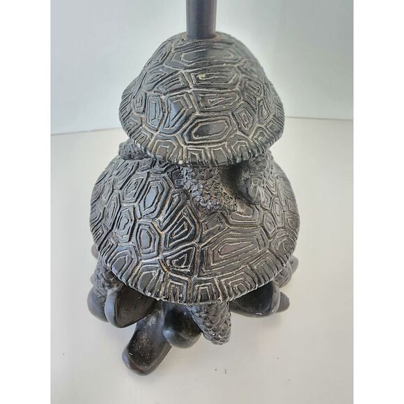 Heavy Metal 2 Turtles Stacked Candle Holder Detailed ~ 10" x 10" x4" Dark Bronze - Picture 8 of 10